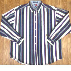 VTG TOMMY HILFIGER REGULAR FIT 100% COTTON SHIRT STRIPED Sz X-LARGE, XL